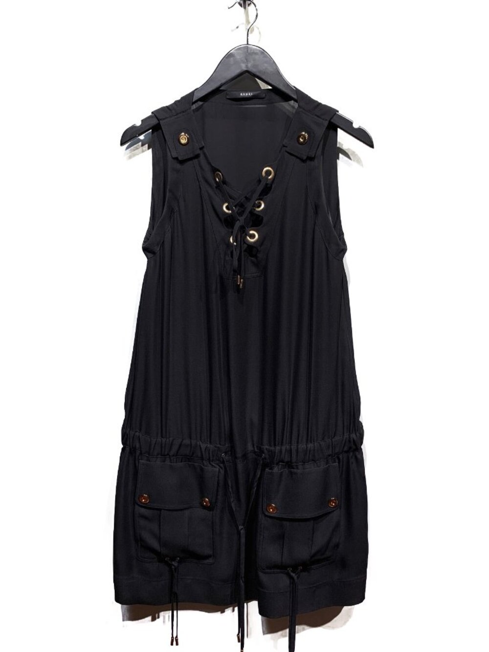 Gucci Black Laced Safari Silk Jumpsuit Dress